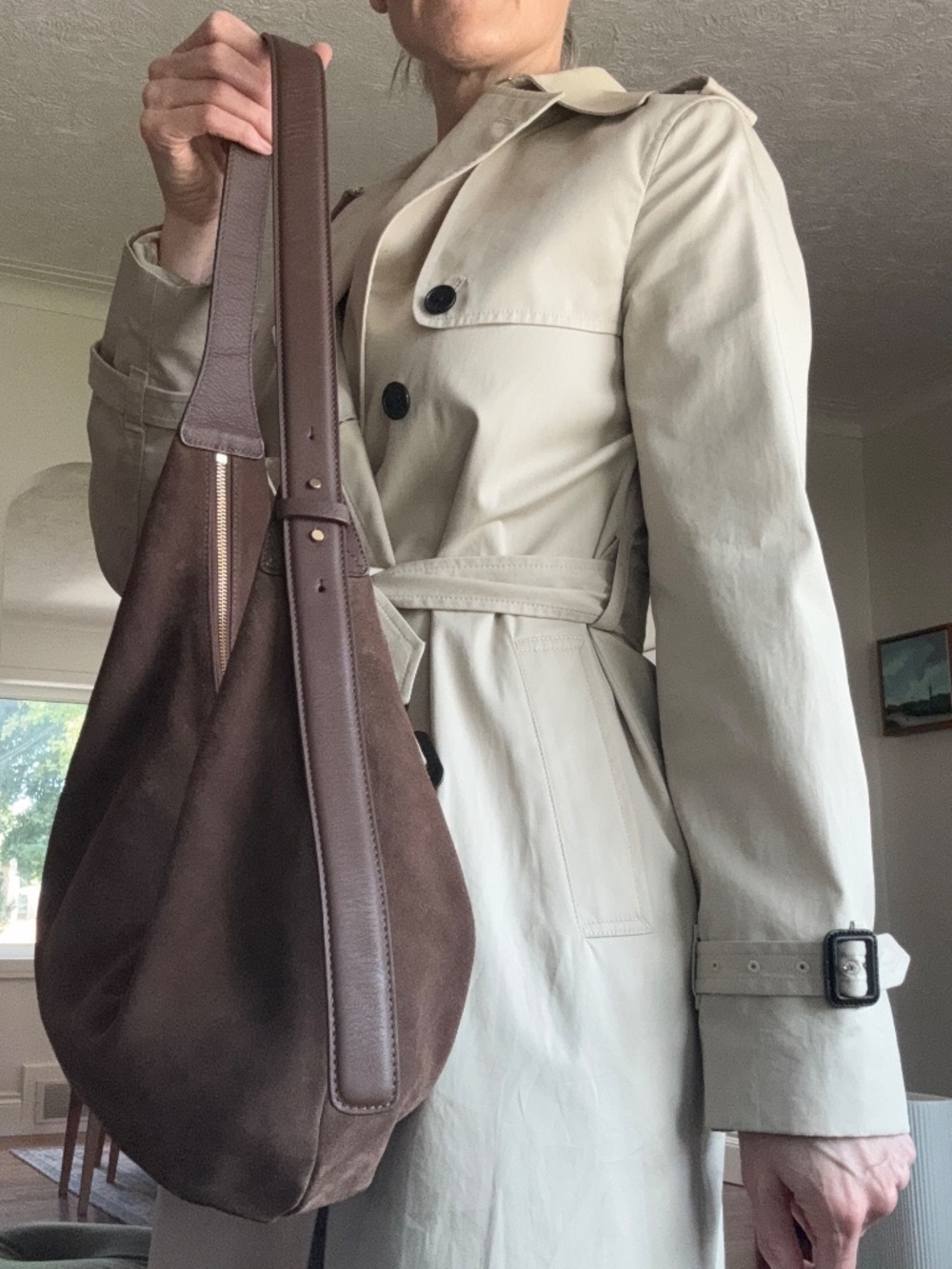 ARKET Curved Suede Shoulder Bag | Chocolate Brown | Like New - Picture 5 of 15